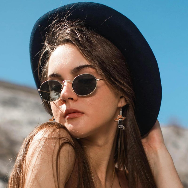 RechicGu Rhinestone Western Boots Earrings Cowgirl Cowboy Enamel Hat Bohemian Rodeo Boot Drop Dangle Earrings for Women - Image 4